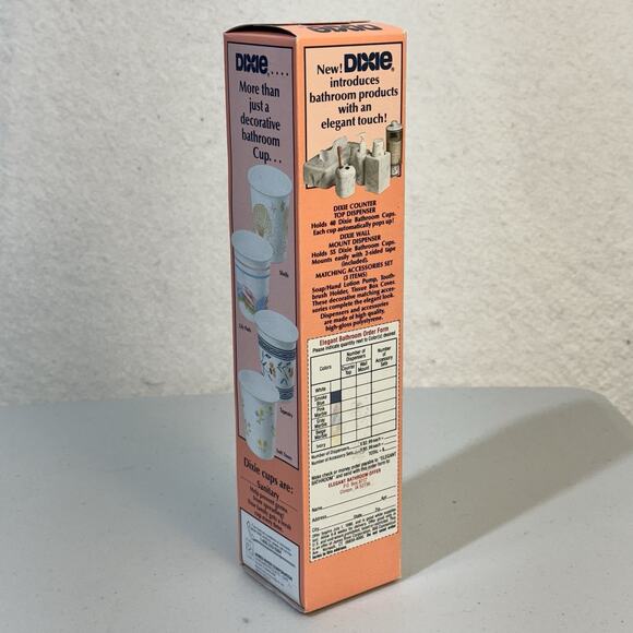 Dixie VTG 1990 Discontinued 3 oz Paper Bathroom Cups Pink Beach Shell Print New - Picture 3 of 4